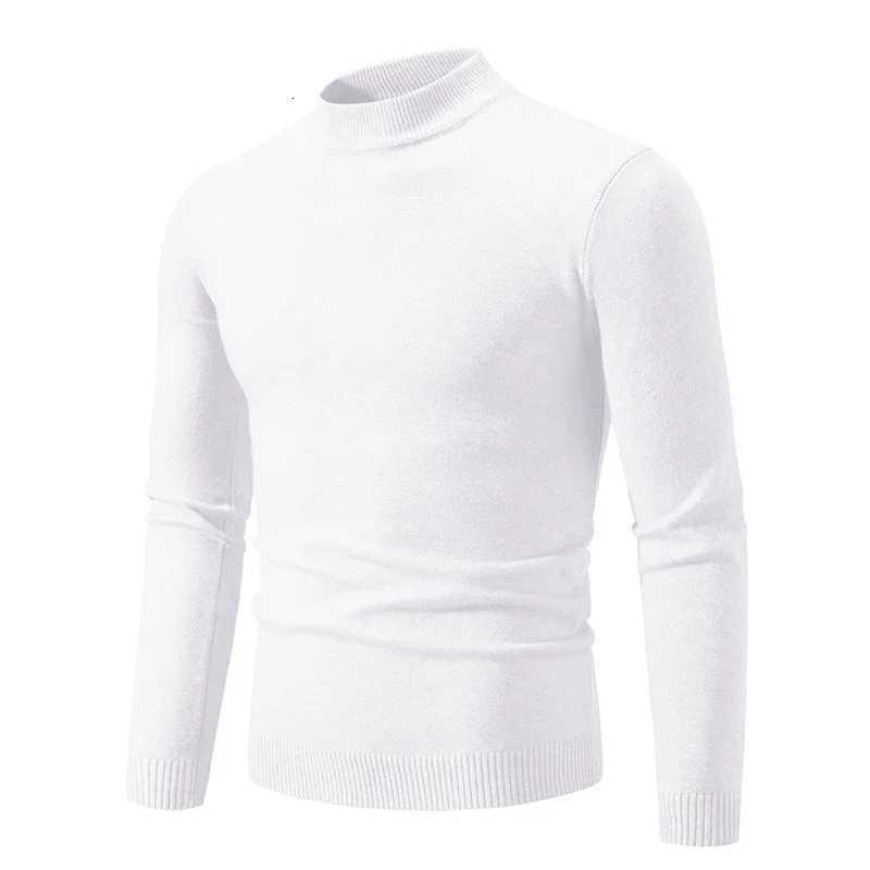 New Sweatwear Mens Half Neck Basic Solid Color Sweaters Round Neck Elastic Pullovers Warm Autumn Knitted Oversized Sweater Men Z250725