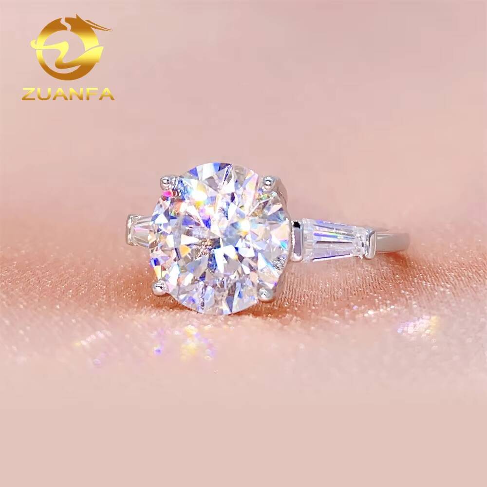 Fine Women Jewelry 925 Sterling Silver GRA Certificated Tapper Cut 4.6 CT VVS Lab Diamond Engagement Rings Moissanite