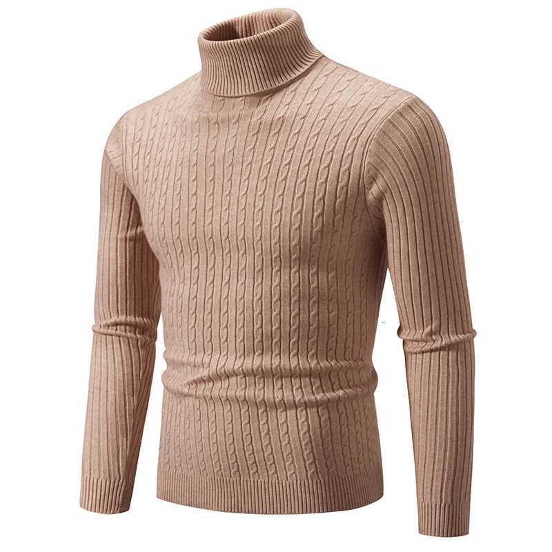Autumn Winter Mens Turtleneck Sweater Mens Knitting Pullovers Rollneck Knitted Sweater Warm Men Jumper Slim Fit Casual Sweater Z250725