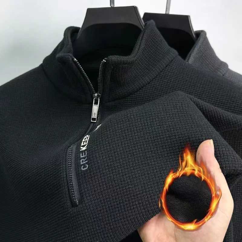 Mens CloTHing TurtleneCK Sweater Fashion Mens Knitwear Solid Color Chunky Half Zipper THiCKening Sweater Warm Sweater Z250725