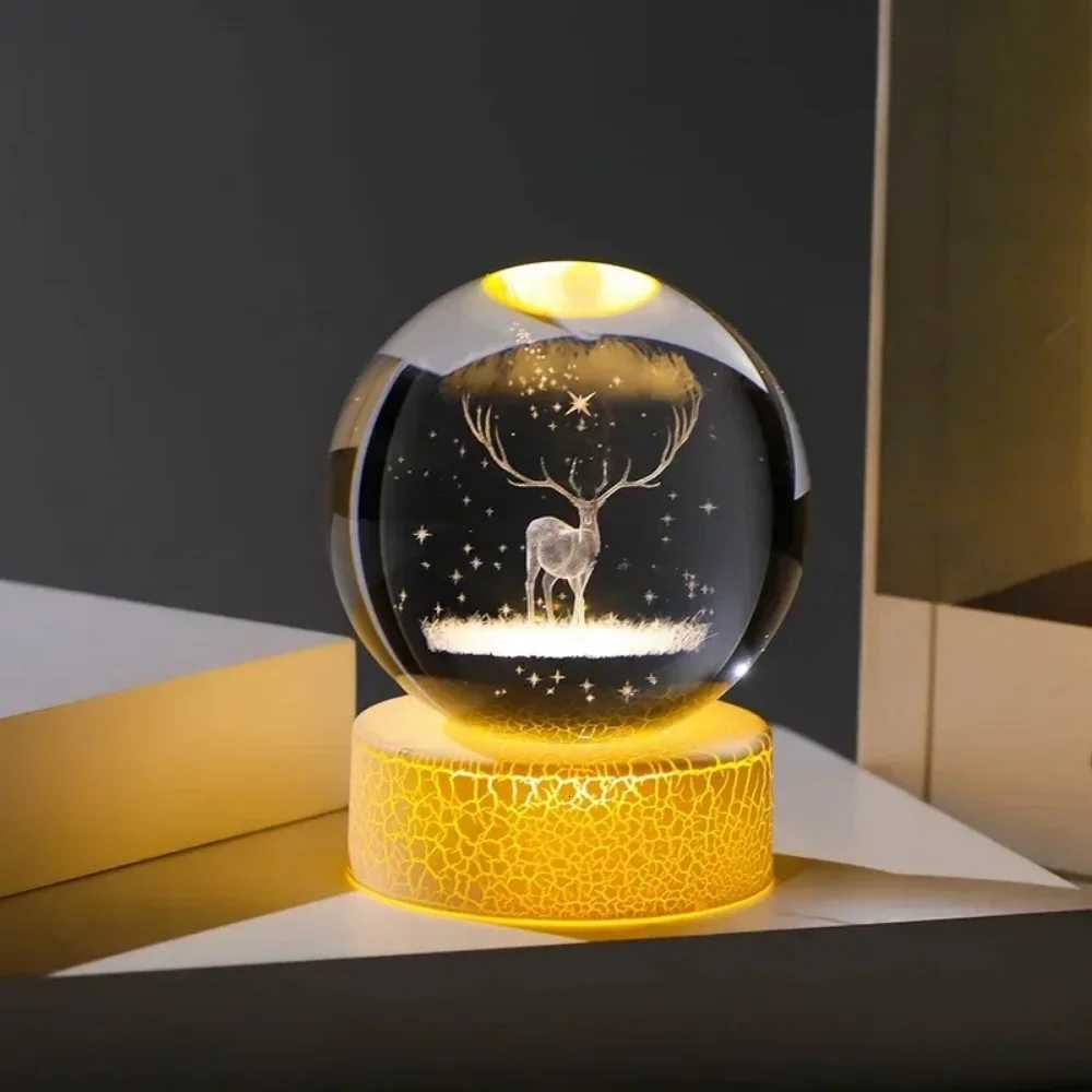 Hot Creat Crystal Ball USB Night Light With Milky Way Galaxy LED Children Night Lamp For Bedroom Ambient Light Christmas GiftXJ250725