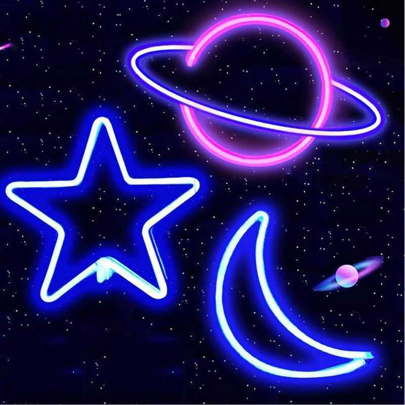 Neon Signs Star Moon Earth Planet LED Neon Light for Party Birthday Wedding Children Room Wall Decoration Accessory Table LampXJ250725