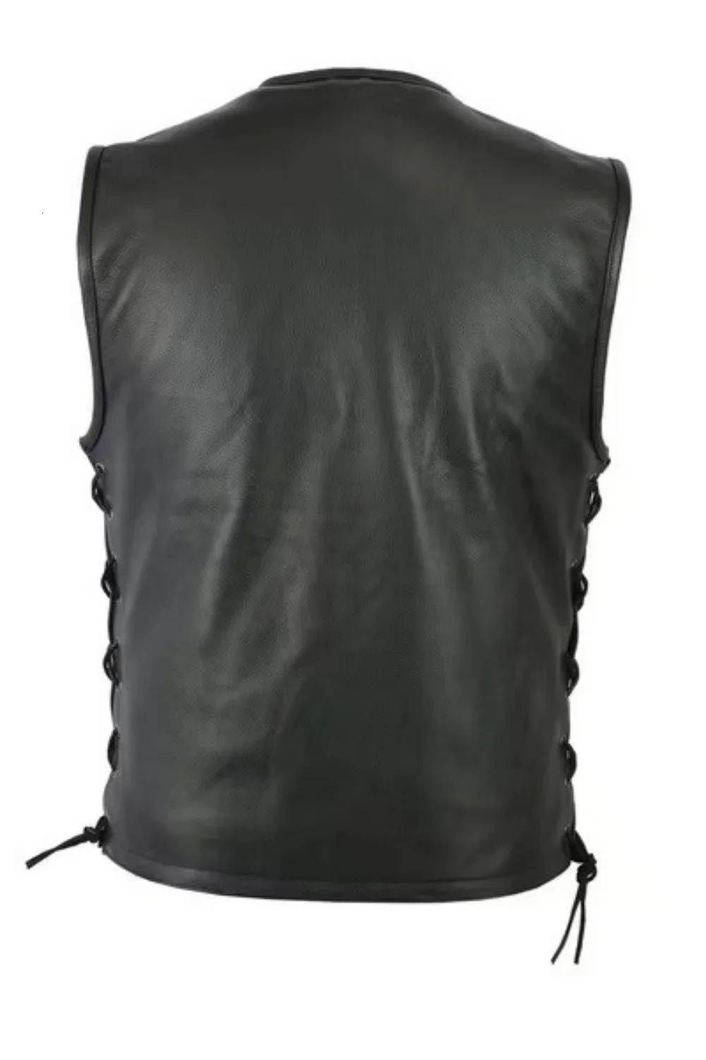 2023 Solid Color Mens Vest Motorcycle Standing Collar PU Leather Jackets Team Punk Sleeve Tops Male Large Size 5XL 250725