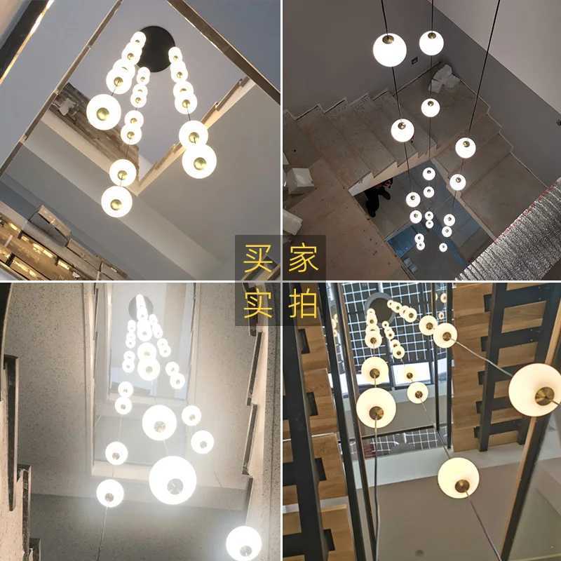 Stairs Modern Chandelier Loft Duplex Living Room Hotel Lobby Long Pendant Nordic Home Decorative Lighting Ball Long Line PendantXJ250725