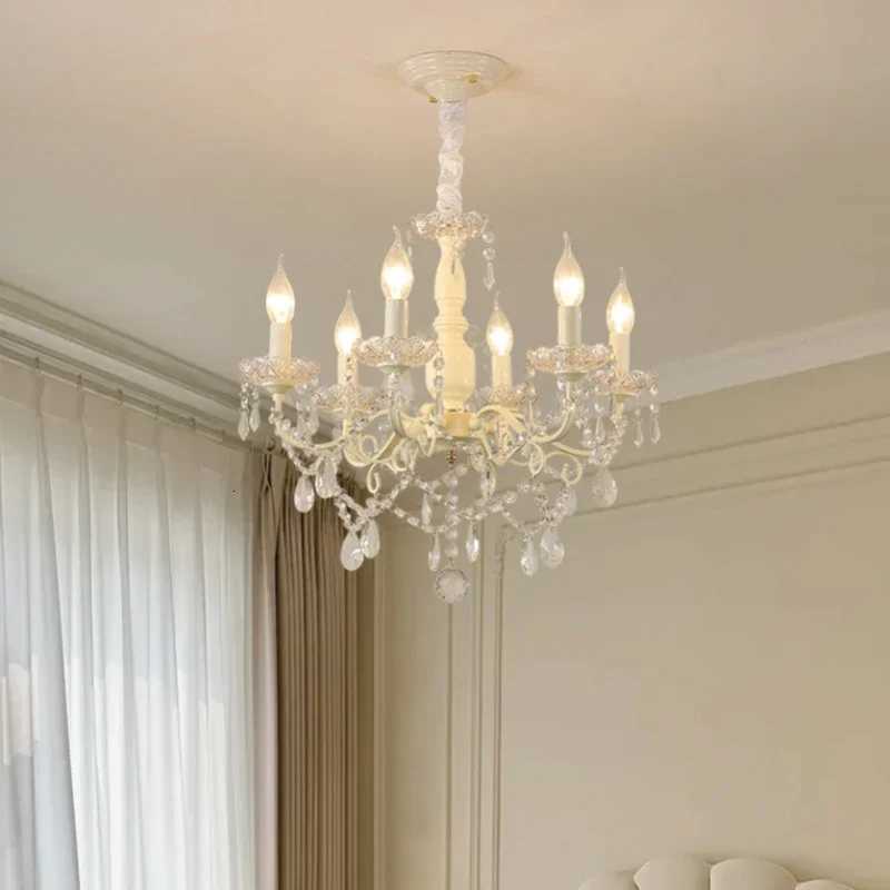 2025 French Crystal Chandeliers Milky White Crystal Lamps Light Luxury Dining Table Princess Room Girl Bedroom ChandXJ250725