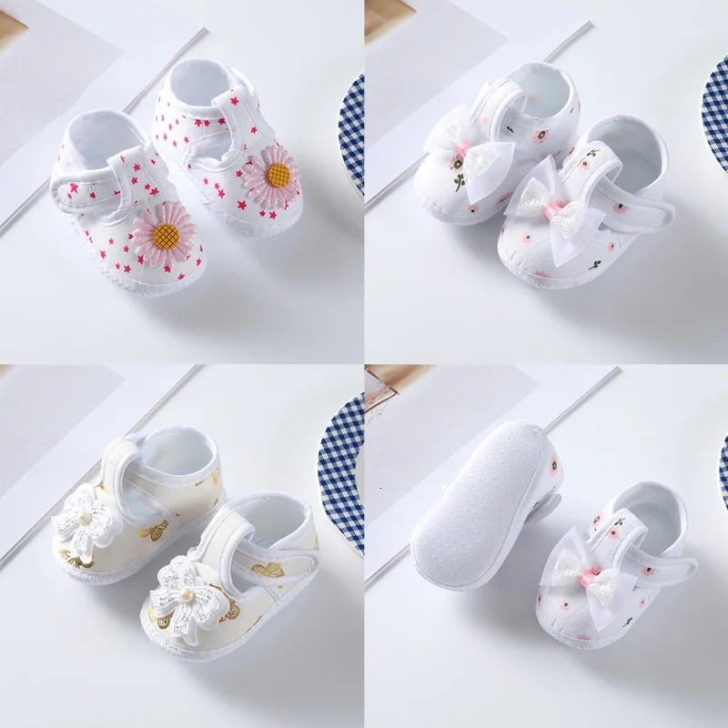 Baby Girl Shoes Cute Floral Bow First Walkers Soft Sole Crib born Toddler Shoe Infant Girls Shoes 250725