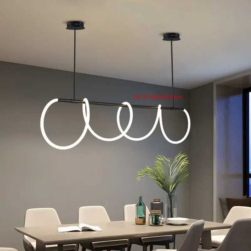 Nordic LED Long Hose Chandelier for Dining Room Table Kitchen Bar Minimalist Pendant Lamp Home Decor Lighting Lusters Luminaires XJ250725
