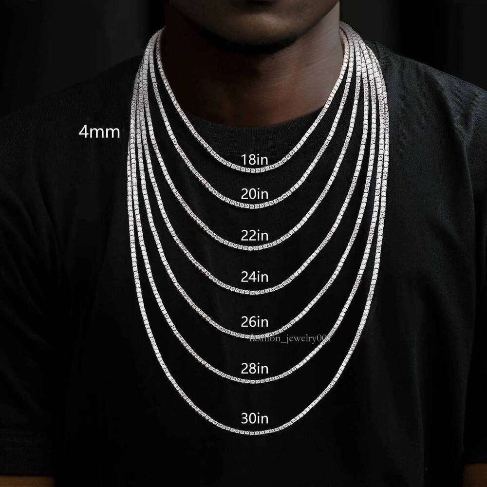 Hot Selling Elegant Baguette Necklace Iced Out Rose Gold Plated S Vvs Dia Sier Moissanite Tennis Chain