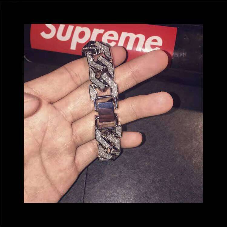 Fashion Sterling Sier Bracelet 16 Mm Ice Out VVS Moissanite Hip Hop Jewelry Dia Cuban Link Chain