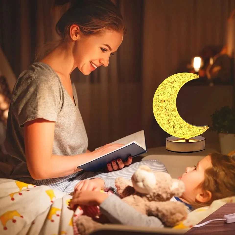 3D Moon Lamp with Crystal Touch Dimming Night Light for Girls Room Home Decor Aesthetics USB Bedside LED Ambient Table XJ250725