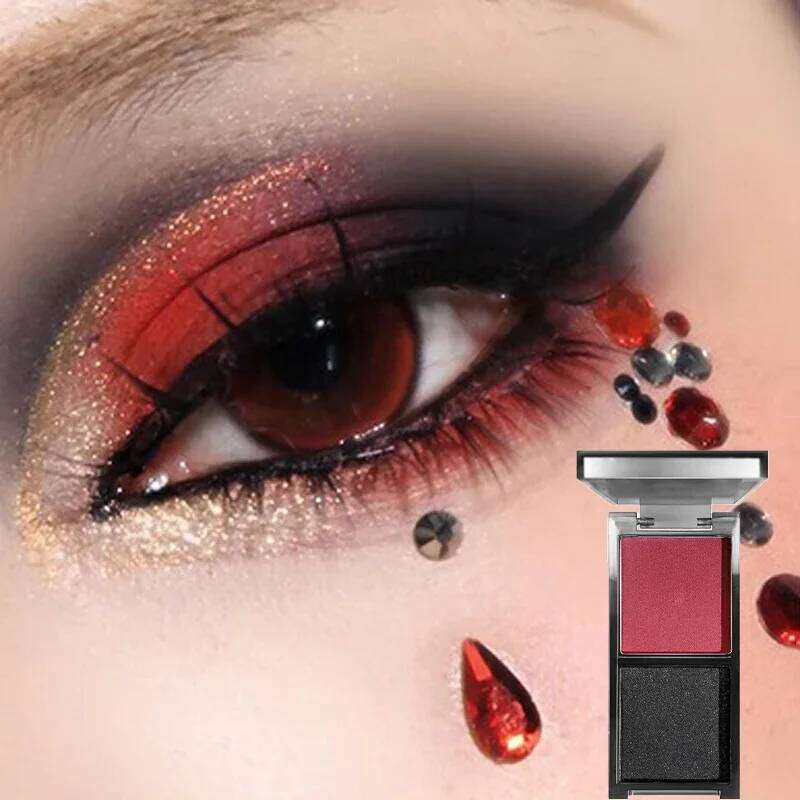 2-color Black Palette Dark Red Siery Color Shimmer Matte d Eye Shadow Highlighter Makeup Pigment New