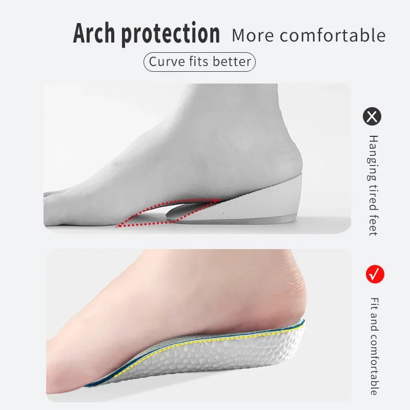 1.5/2.5/3.5 Cm Arch Support Height Increase Insoles Light Weight Soft Elastic Lift Soft Elastic Lifting For Men Women Shoes Pads 250725