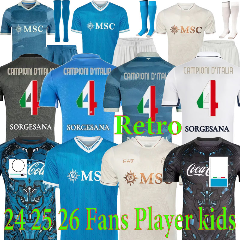 2025 2026 LUKAKU NaPoLi Soccer Jerseys Partenope McTOMINAY RASPADORI KVARATSKHELIA NERES POLITANO ANGUISSA LOZANO 24 25 26 Naples Vest Football shirts Kids kit 4Xl