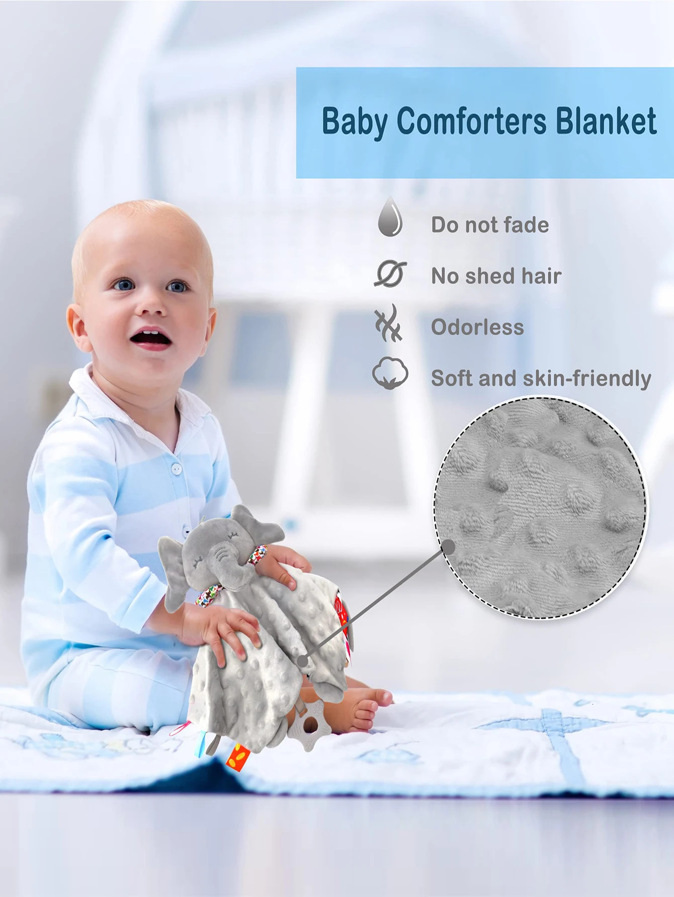 Elephant Baby Comforter Blanket Soft Appease Towel Rattle Animals Toys Soothe Reassure Sleeping Lathe Hanging Toddler 250725