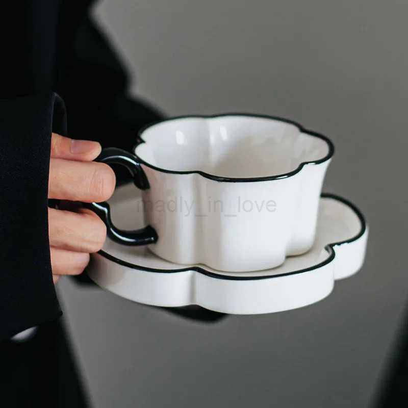 Coffee Mug Ceramic Latte Cup with Saucer Elegant Afternoon Tea Set M250726