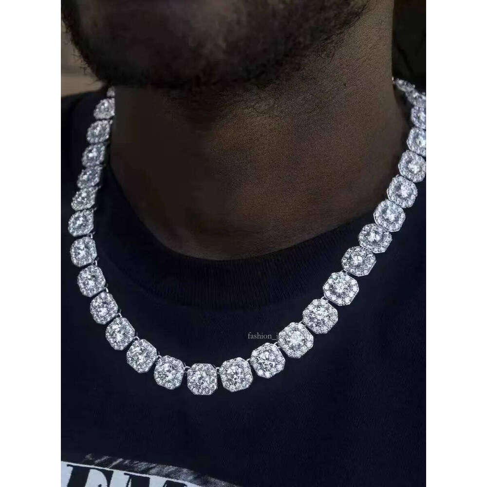 Necklace bracelet Moissanite Dia Custom Vvs Cuban Link S Sier 8mm 12mm Large Tennis Chain Solid Back Hiphop