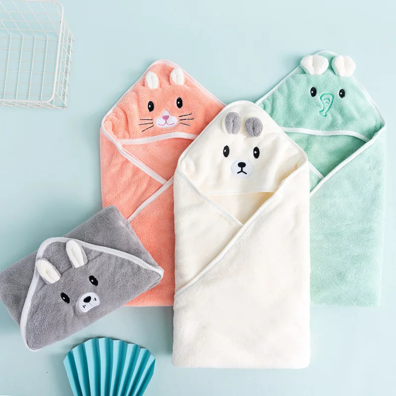Baby Bath Towel born with Hood Cartoon Coral Fleece Infant Towels Blanket Bathrobe Supplies 250725