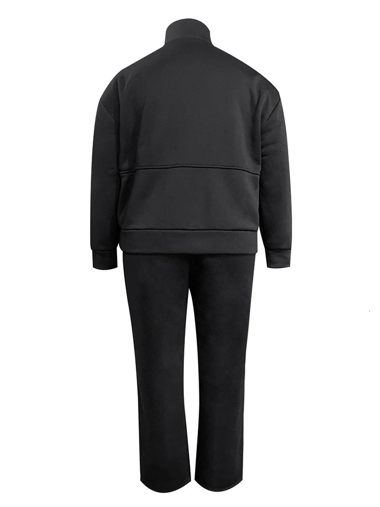 LW Plus Size Matching Two Pieces Sets Women Autumn Winter Jogging Tracksuit Casual Stand Collar Sweatshirt Womens Pant Suit 250717