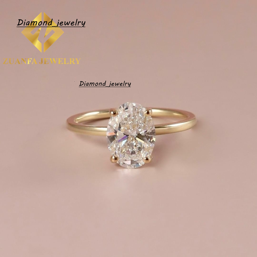 Hot Sale Custom Design 14K Solid Gold 4carats Vvs Diamond Engagement Moissanite Rings for Women