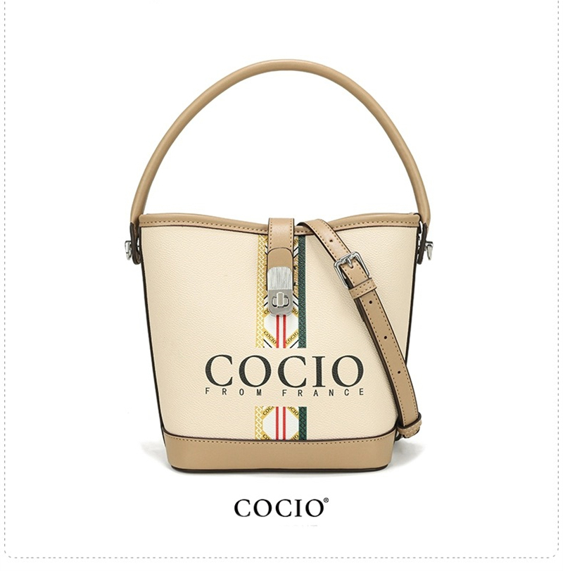 COCIO designer bag New light luxury leather bucket bag simple and versatile fashion handbag