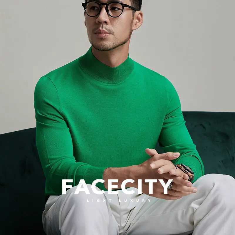 Autumn Winter Mens Black Turtleneck Pullover Casual Thin Wool Top Slim Fit Long Sleeve Clothing Knit Sweater Mens Clothes Z250725