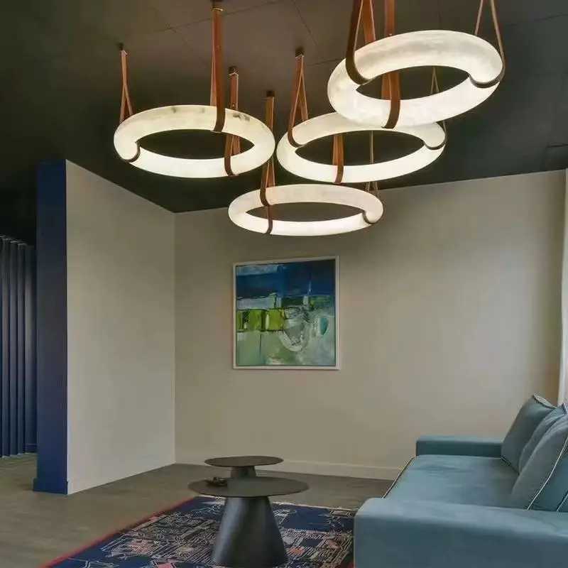 Postmodern Art Chandelier Lighting LED Marble Hanging Lamp Round Living Room Study Bedroom Home Deco LightingXJ250725