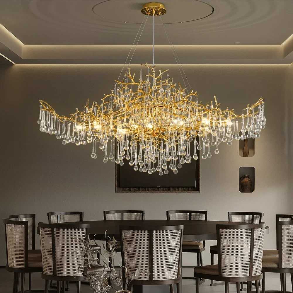 Modern Hanging Crystal Chandelier Dining Table Ceiling Branch Pendant Lights Scandinavian Chandelier for Living Room XJ250725