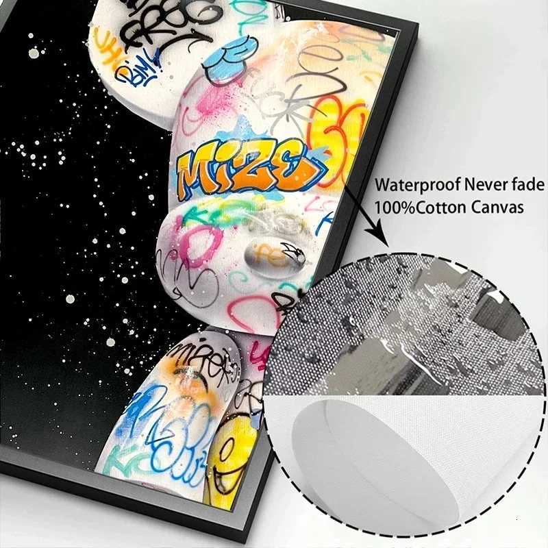 Cartoon Graffiti Bear Canvas Painting Cute Character Pop Art Posters Prints Street Wall Art Picture for Home Kawaii Room Decor XJ250726