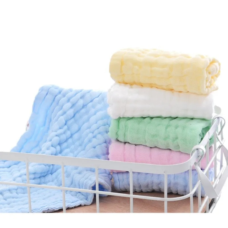 5pcs 100% Cotton Gauze Baby Towels 3030cm Square Soft Solid Color born Infant Face Wash Hand Bathing Towel Bibs Handkerchief 250725