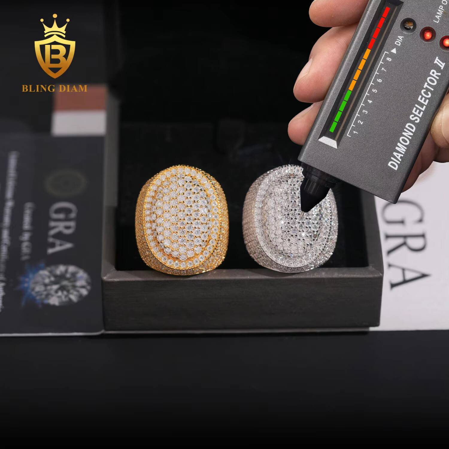 New Fashion Moissanite Jewelry 925 Silver Iced Out Diamond Men Rings Hip Hop Moissanite Ring