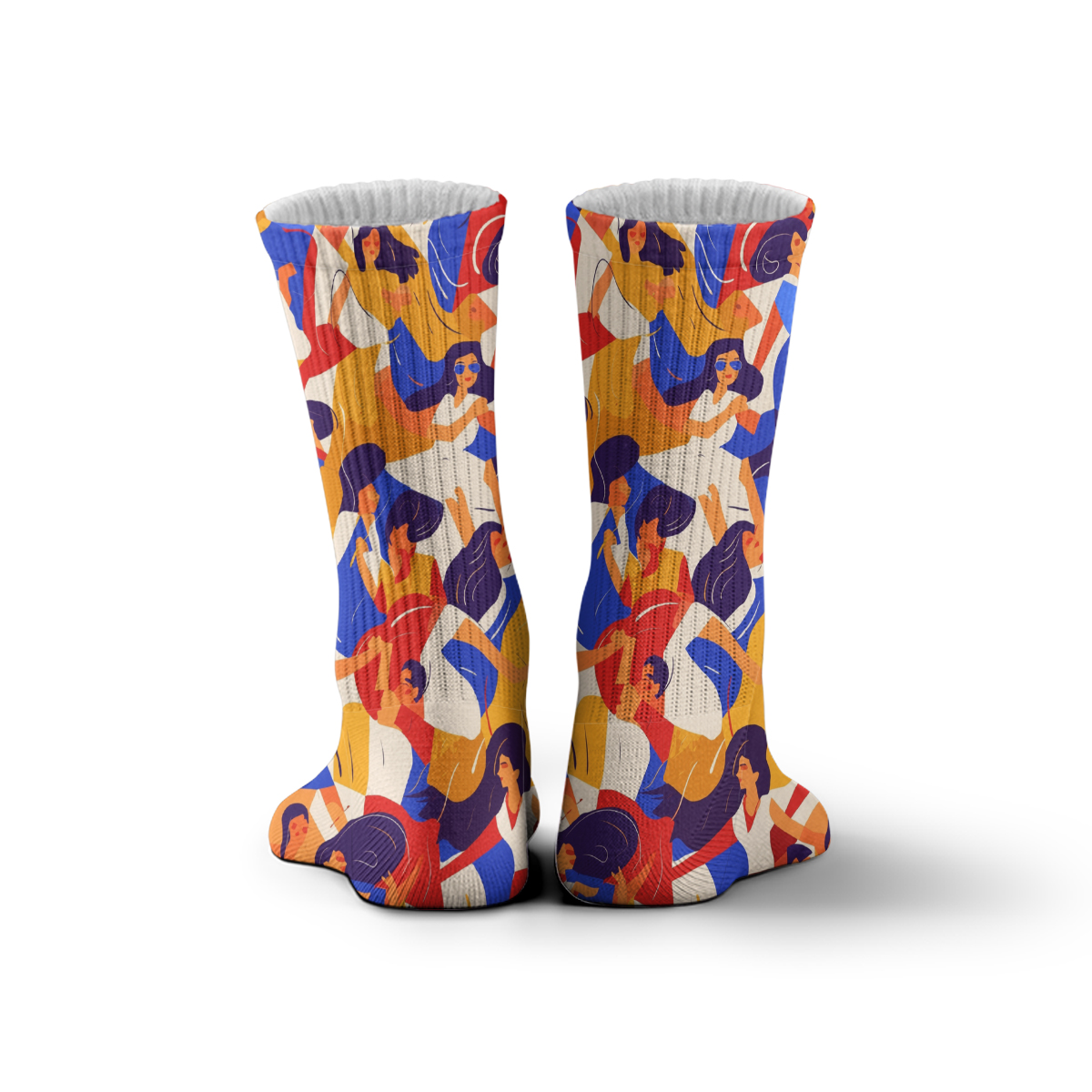 Vibrant Dancing Figures Unisex Tube Designer Socks C089
