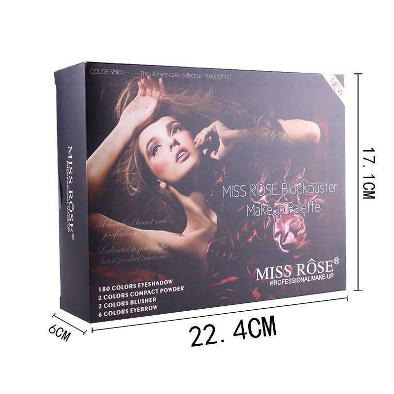 Miss Rose Professional 180 Color Eyeshadow Blush Cosmetic Foundation Face Powder Sets Eye Shadows Palette Makeup