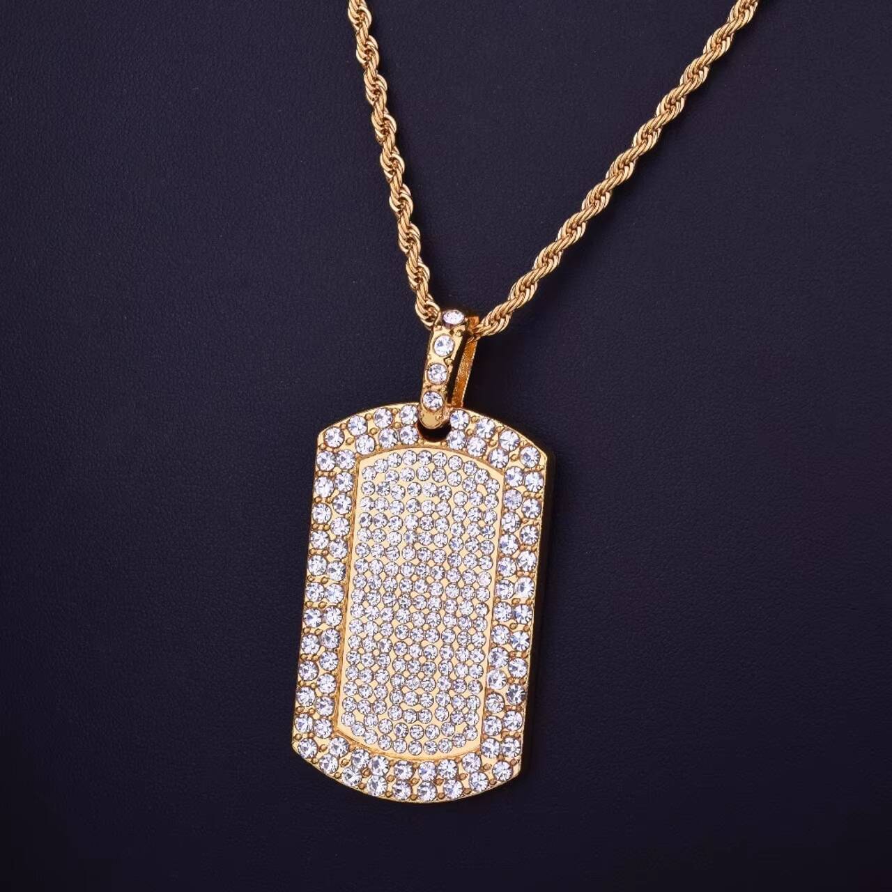 New Arrival Luxury 114ct Solid Gold Iced out Dogtag Pendant VVS Moissanite Hip Hop Style Custom for Men and Women