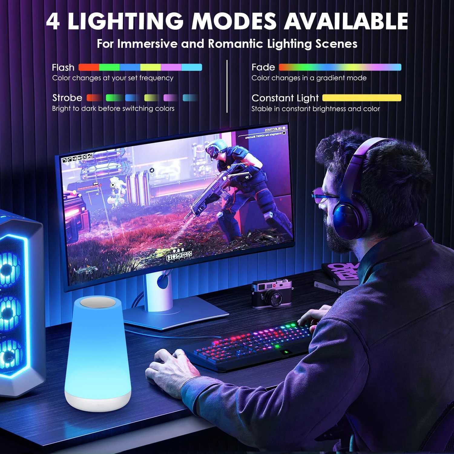 13 Color Changing LED Night Light Remote Control Touch USB Rechargeable RGB Night Lamp Dimmable Portable Table Bedside Lamp XJ250725
