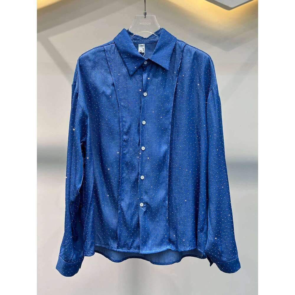 Solid Color Long-Sleeve Shirts Men's High-End Babysbreath Hot Dia Design Tops Fashion Personality Loose Handsome Shirt