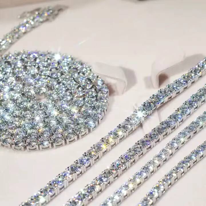 5mm Hip Hop Necklace Custom VVS Moissanite Tennis Chain With 925 Silver Necklace Bracelet for Women Men