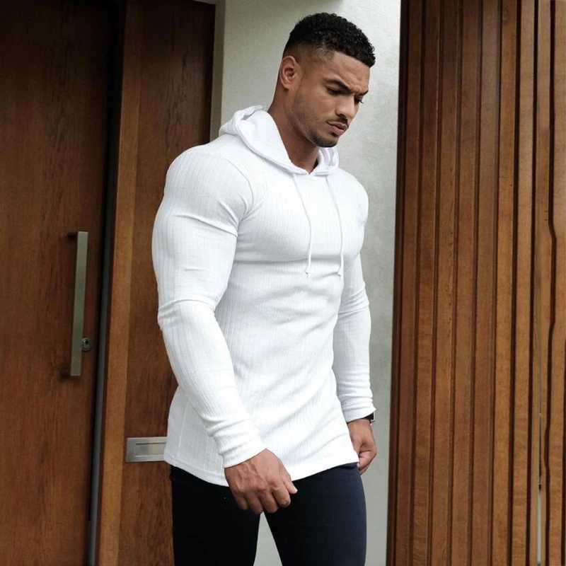 New Spring Fitness Hooded Sweaters Men Warm Turtleneck Sweaters Slim Fit Sports Pullover Men Sweater Gym Knitwear Pull Homme Z250725