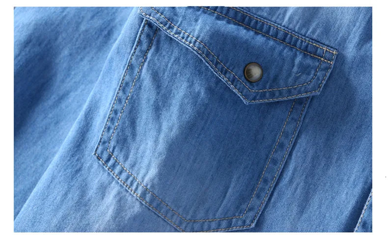 Mens Slim Denim Shirt Spring High Quality Cotton Square Collar Pocket Button Fashion Long Sleeve Jeans 250725