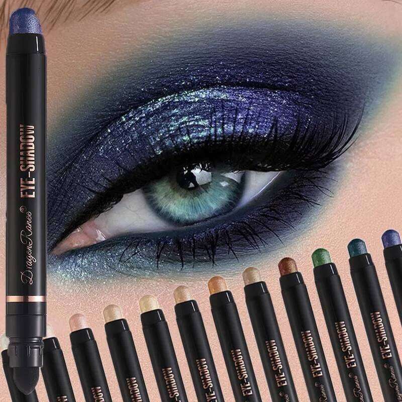 12 Color Glitter Green Blue Pencil Shine High Gloss Metallic Eyeshadow Stick Shiny Highlighter Makeup Tools Cosmetics X250726