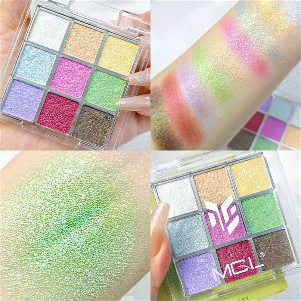 Polarized Color-Change Eyeshadow Makeup Palette Nine colored Fluorescent Metallic Shiny Chameleon Eye Shadow Highgloss Powder