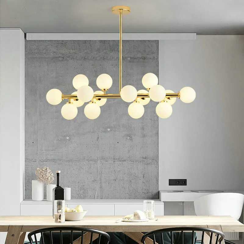 Nordic Round Chandelier Glass Ball Chandeliers Restaurant Bar Kitchen Living Room Ring Scandinavian Lighting FixturesXJ250725