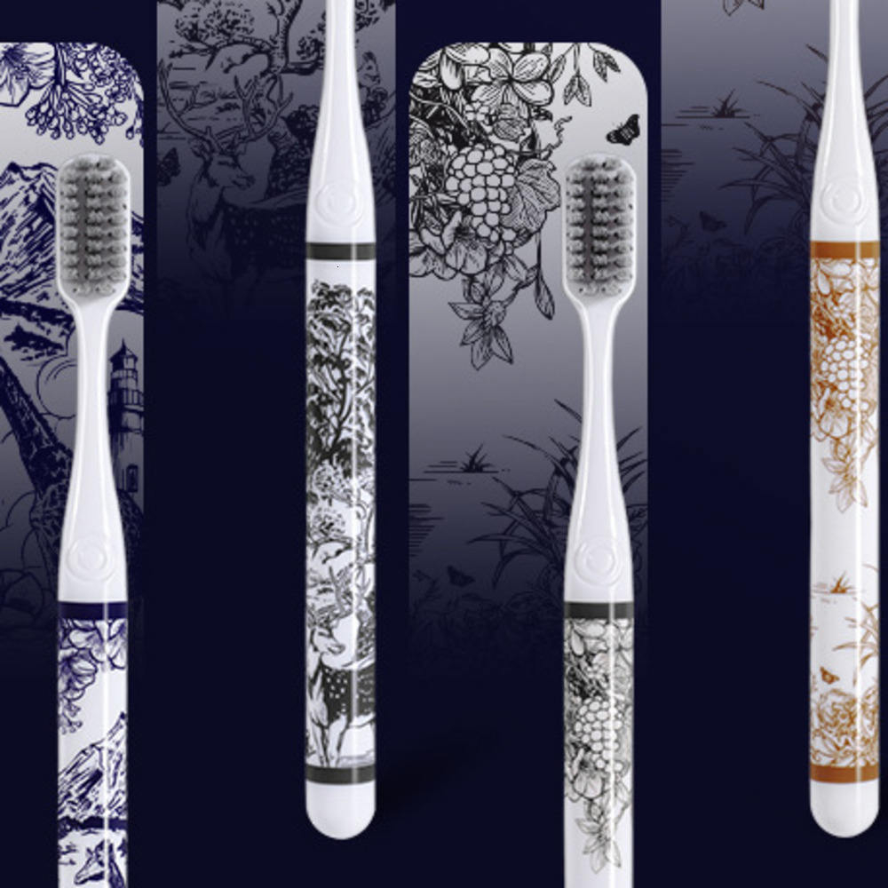 Live Soft Bristle Toothbrush with Landscape Painting Handle Clean Care Toothbrush Household 6-Pack Gift Box 250726