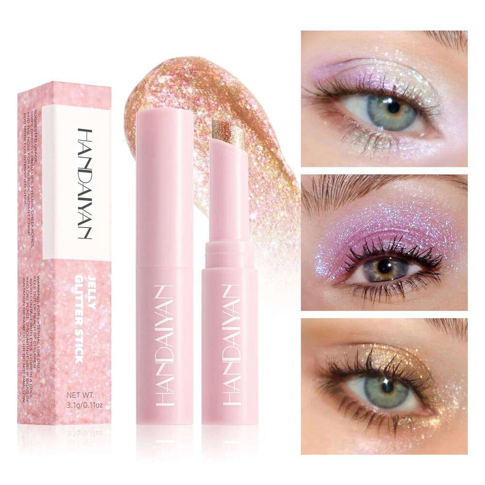 HANDAIYAN 6 Color Pearl Tube Fine Glitter Delicate Jelly Highlight Eyeshadow Stick