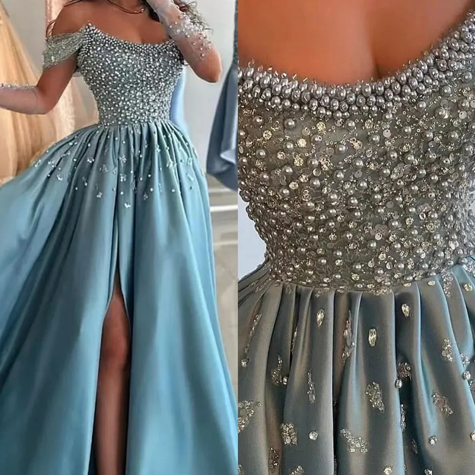 Glimmer Charming Beaded Celebrity Dresses for Woman Pleating Off the Shoulder Sweetheart Vestido De Formatura Plus Size Custom 250725