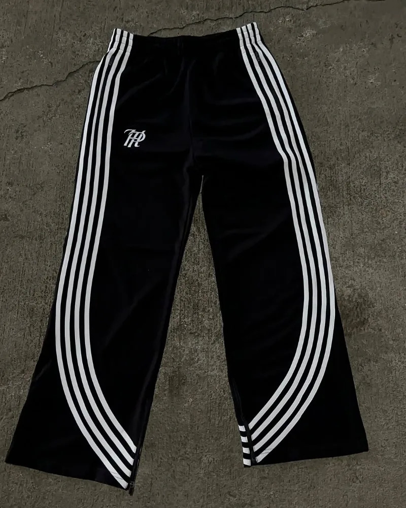 Harajuku hip-hop Y2K trendy casual pants versatile high street striped sport pants American retro punk men women pants 250725
