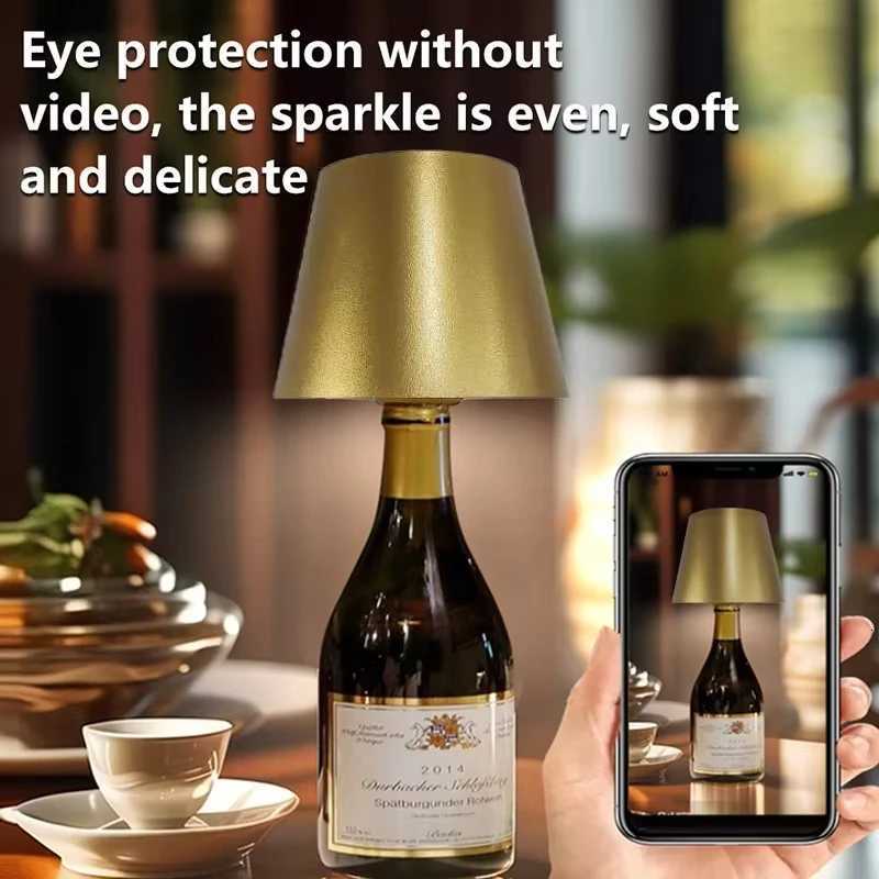 Modern Wireless Bottle Table Lamp Touch Control of 3 Colors and Stepless Dimming Night Lamp for Wine Bottles Decor Desk Lights XJ250725