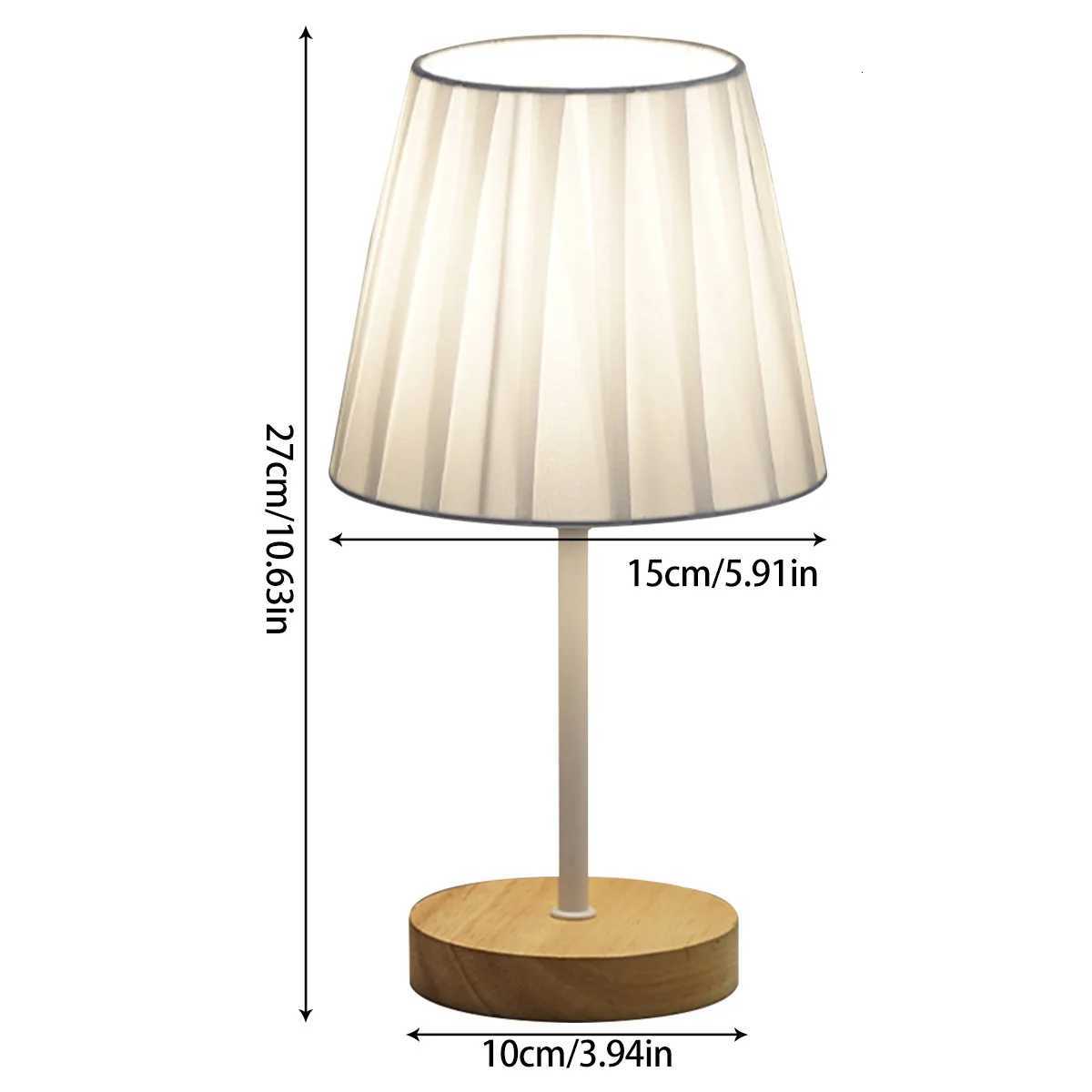 Wooden Table Lamp USB Powered Nightstand Lamp Warm Light Bedside Lamp With Cylinder Lamp Shade Desk Light Bedroom Home Decor XJ250725