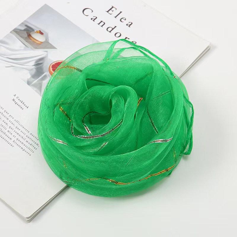 T1315 new style organza small square scarf pure color gold silk children's candy color all-match