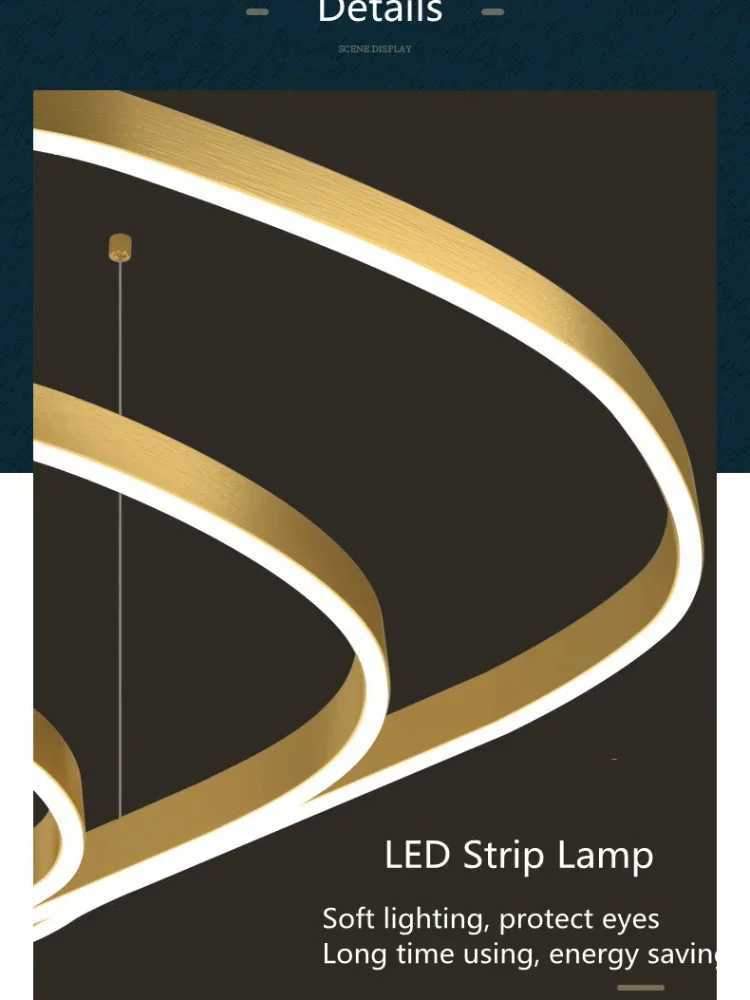 Modern Terraces Chandelier Home Indoor Lighting for Circular Ring Led Living Room Coffee/Gold Restaurant Pendant LampsXJ250725