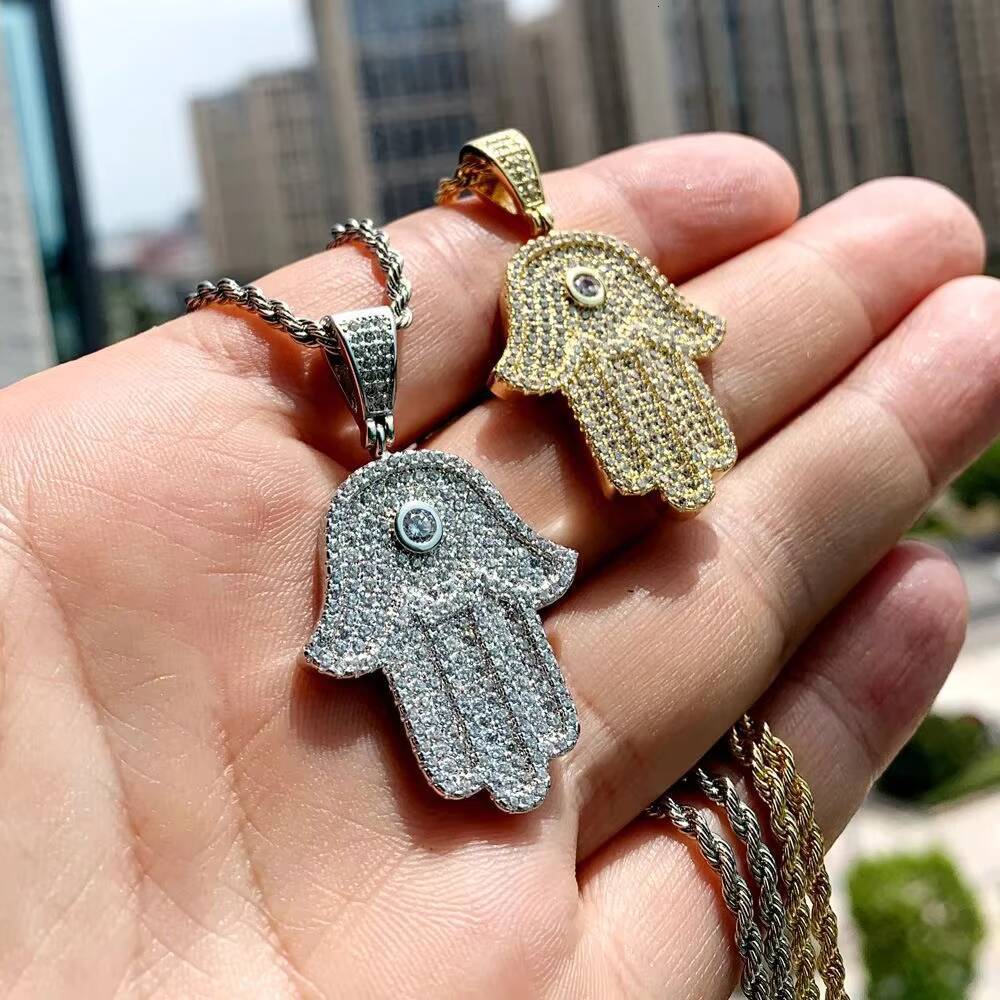 New Hip-Hop Custom Pendants 925 Sterling Silver Iced Out VVS Moissanite Ice Chain with Hamsa Pendants